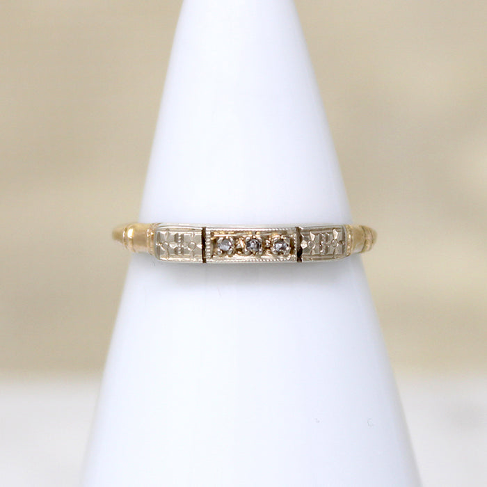 Rose Cut Diamond & Forget-Me-Not Band