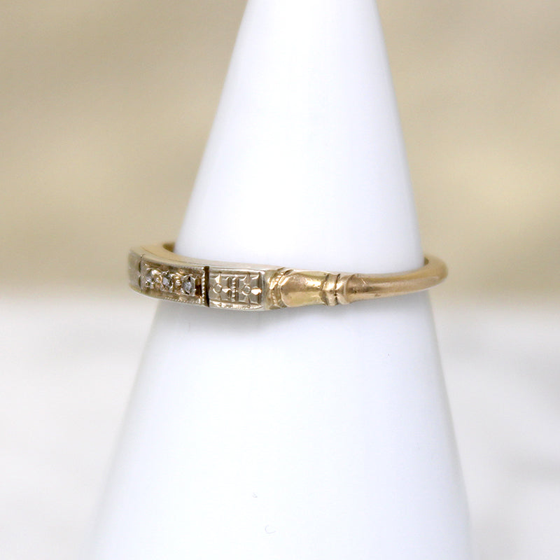 Rose Cut Diamond & Forget-Me-Not Band