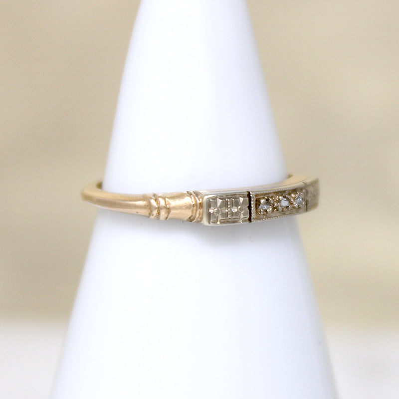 Rose Cut Diamond & Forget-Me-Not Band