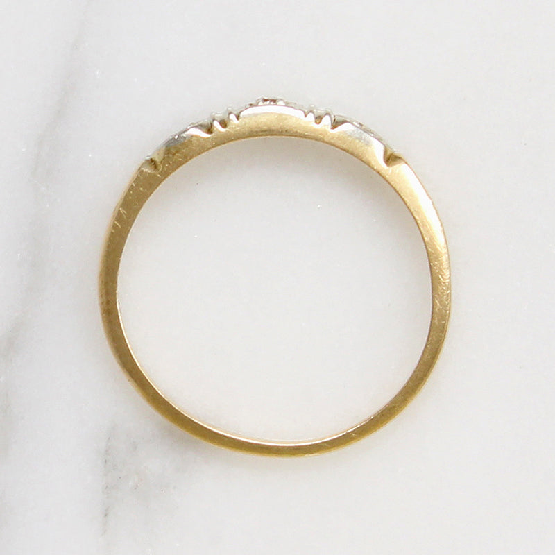 Dainty Two-Tone Art Deco Diamond  Wedding Band