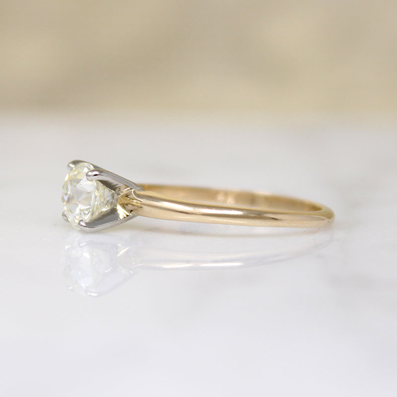 Mid Century Solitaire Ring with .86ct Antique Diamond