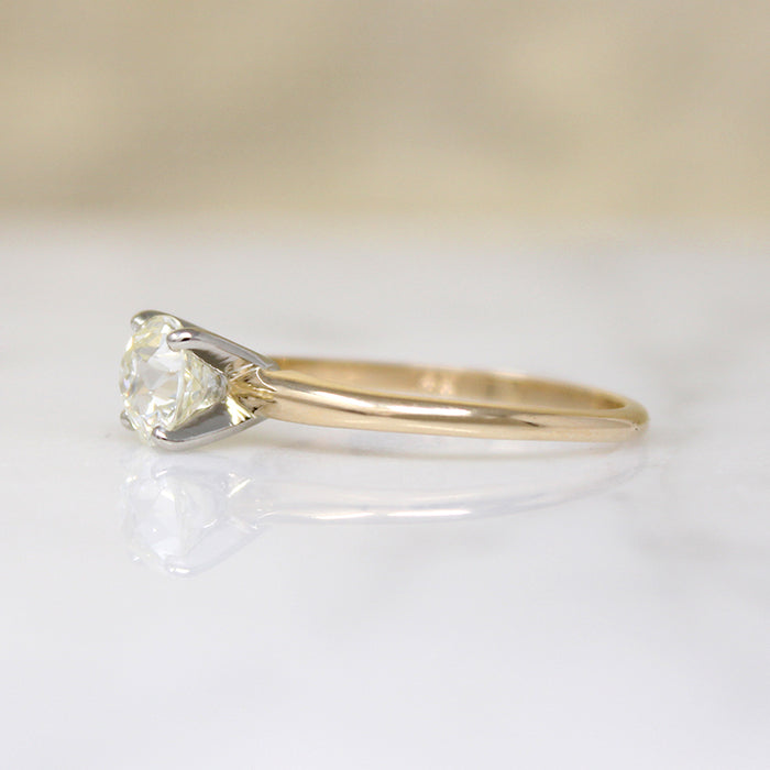 Mid Century Solitaire Ring with .86ct Antique Diamond