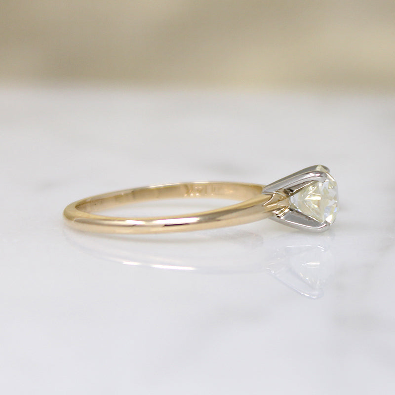 Mid Century Solitaire Ring with .86ct Antique Diamond