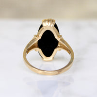 Handsome Onyx & Engraved 14k Gold Ring