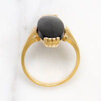 Handsome Onyx & Engraved 14k Gold Ring