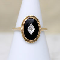 Art Deco Style Onyx Ring with Diamond Accent