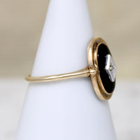 Art Deco Style Onyx Ring with Diamond Accent