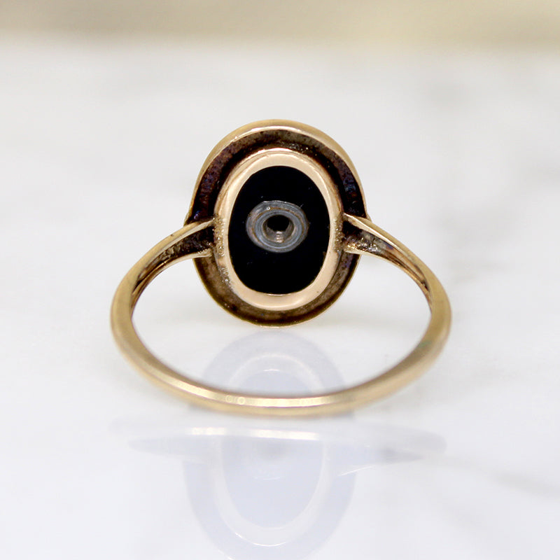 Art Deco Style Onyx Ring with Diamond Accent