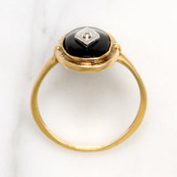 Art Deco Style Onyx Ring with Diamond Accent
