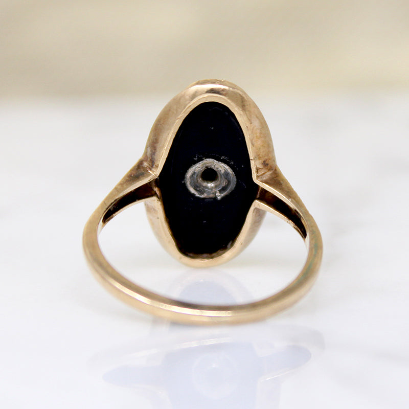 Elegant Oval Onyx & Diamond Gold Ring