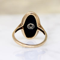 Elegant Oval Onyx & Diamond Gold Ring