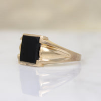 Sophisticated Mid Century Onyx & Gold Signet Ring