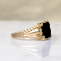 Sophisticated Mid Century Onyx & Gold Signet Ring