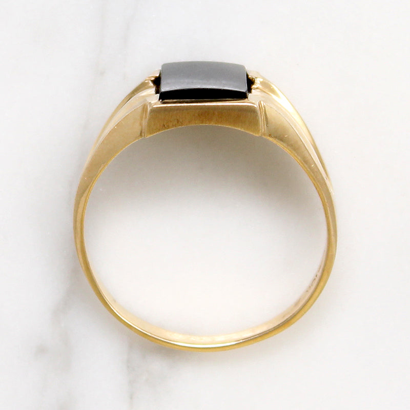 Sophisticated Mid Century Onyx & Gold Signet Ring