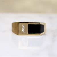 Swanky Modernist Onyx Signet with Diamond Accent