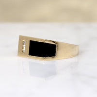 Swanky Modernist Onyx Signet with Diamond Accent