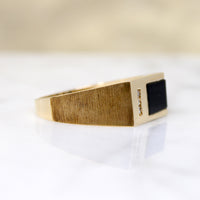 Swanky Modernist Onyx Signet with Diamond Accent