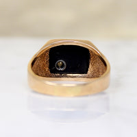 Swanky Mid Century Onyx Signet with Diamond Accent