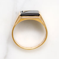 Swanky Mid Century Onyx Signet with Diamond Accent