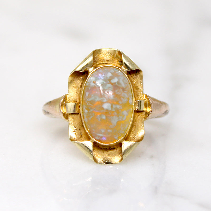 Striking Art Glass in Unexpected Art Nouveau Ring