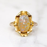 Striking Art Glass in Unexpected Art Nouveau Ring