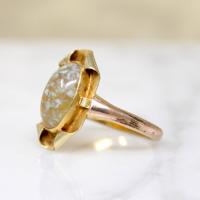 Striking Art Glass in Unexpected Art Nouveau Ring