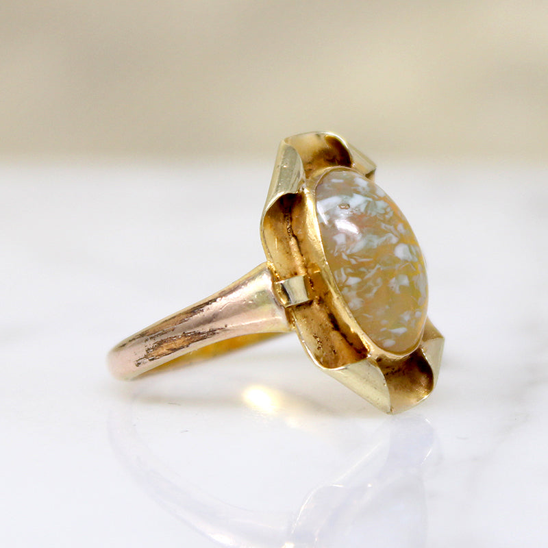 Striking Art Glass in Unexpected Art Nouveau Ring