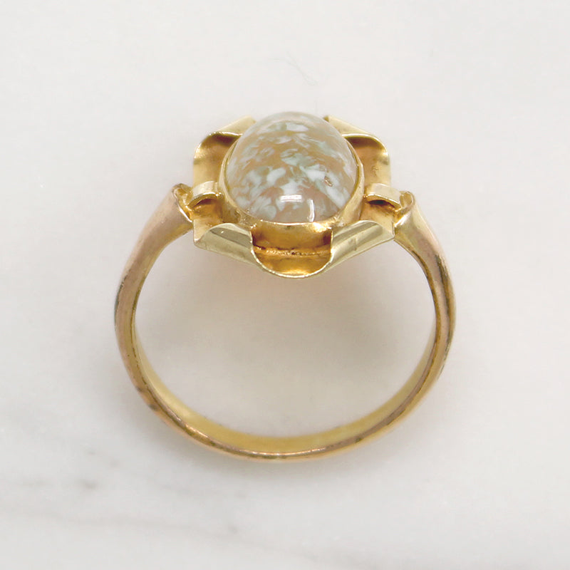 Striking Art Glass in Unexpected Art Nouveau Ring