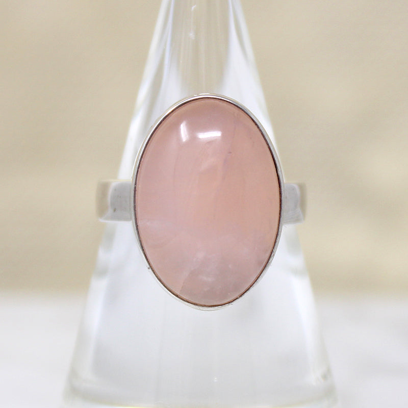 Luminous Rose Quartz & Sterling Silver Ring