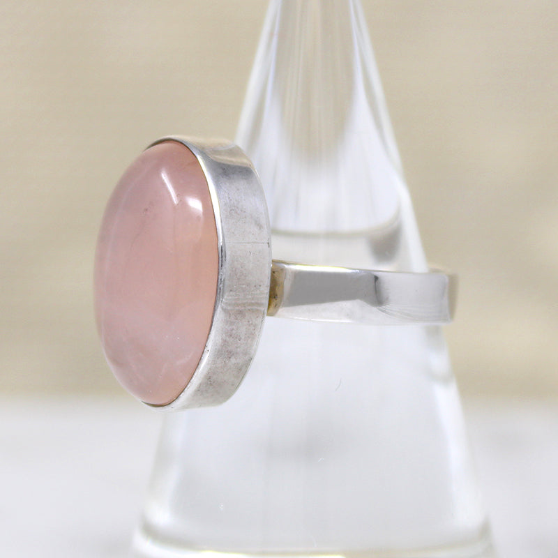 Luminous Rose Quartz & Sterling Silver Ring