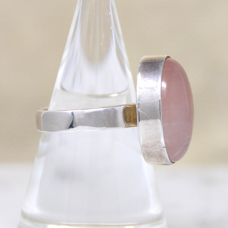 Luminous Rose Quartz & Sterling Silver Ring