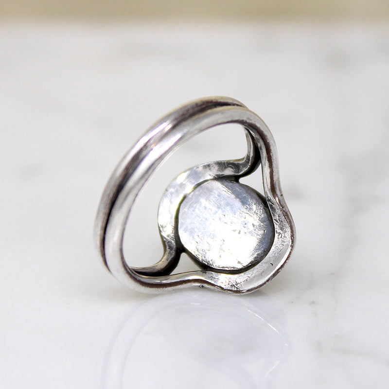 Bewitching Blue Opal in Silver Modernist Ring