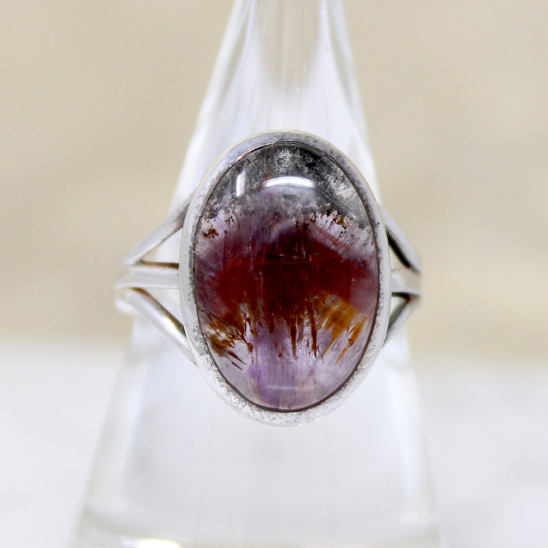 Super 7 Quartz in Simple Sterling Silver Ring