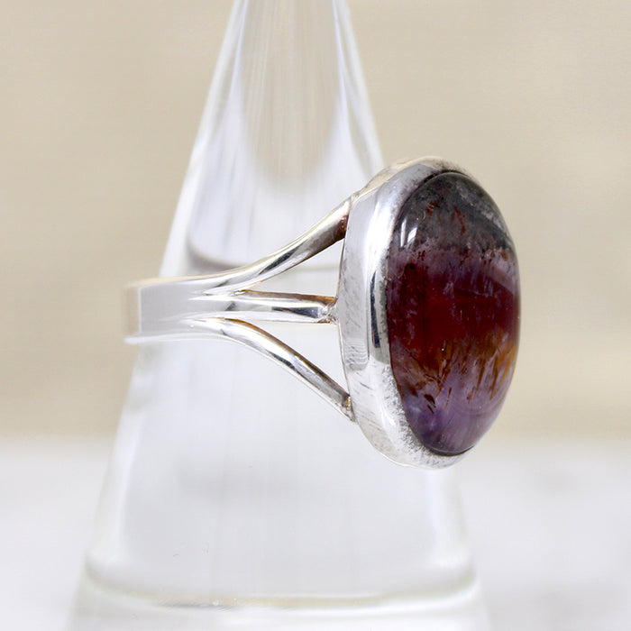 Super 7 Quartz in Simple Sterling Silver Ring