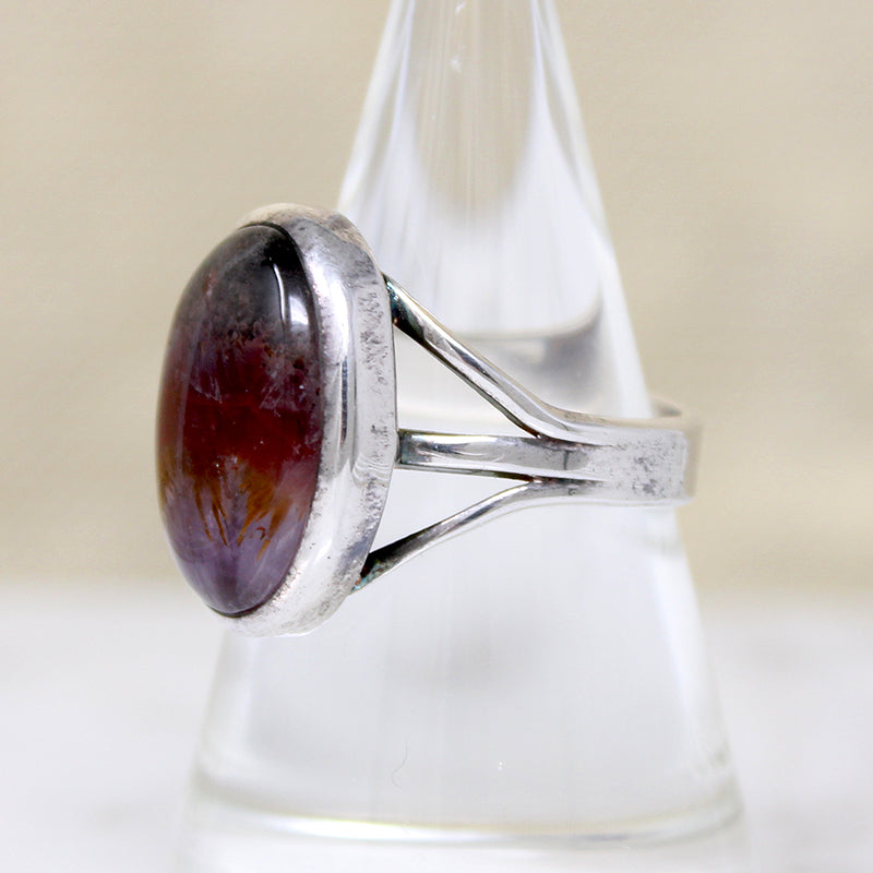 Super 7 Quartz in Simple Sterling Silver Ring
