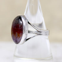 Super 7 Quartz in Simple Sterling Silver Ring
