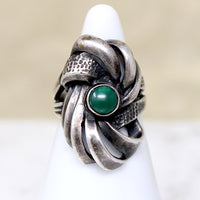 Gorgeous Sterling Knot Ring with Green Turquoise