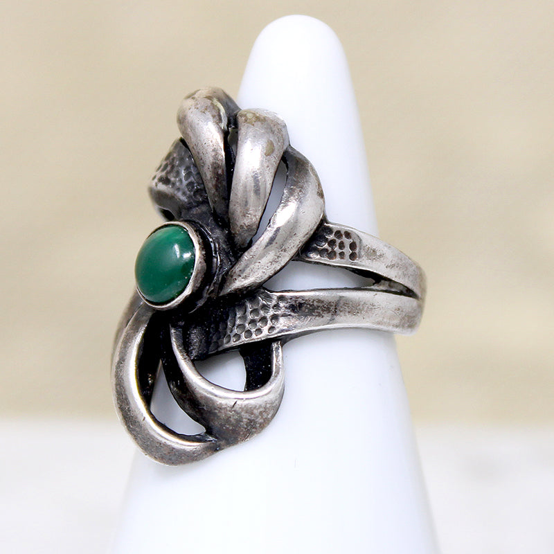 Gorgeous Sterling Knot Ring with Green Turquoise