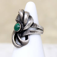 Gorgeous Sterling Knot Ring with Green Turquoise