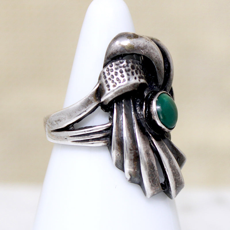 Gorgeous Sterling Knot Ring with Green Turquoise
