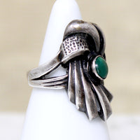Gorgeous Sterling Knot Ring with Green Turquoise
