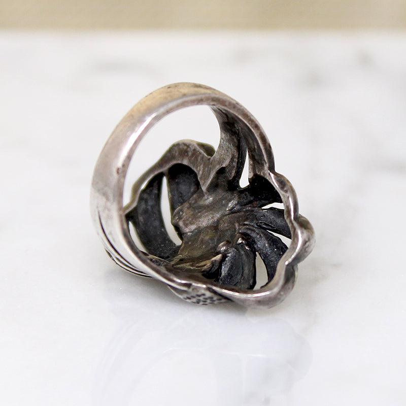 Gorgeous Sterling Knot Ring with Green Turquoise