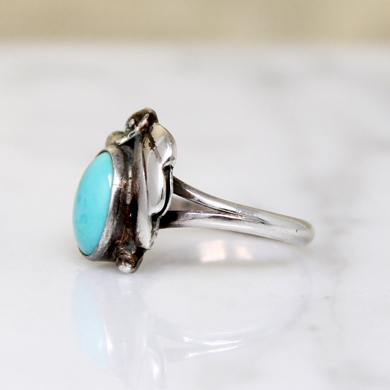 Mini Navajo Turquoise & Sterling Ring Size 3.5