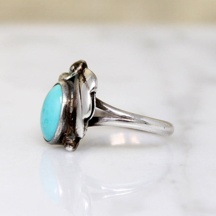 Mini Navajo Turquoise & Sterling Ring Size 3.5