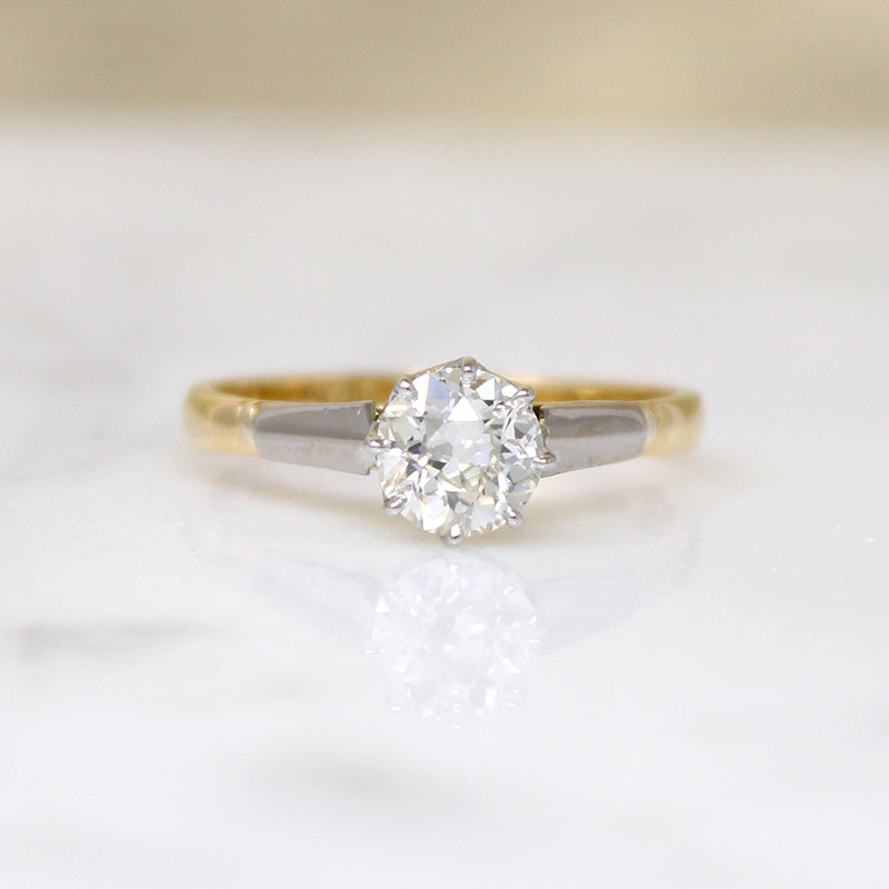 Elegant Edwardian Old Mine Cut Diamond Solitaire Ring