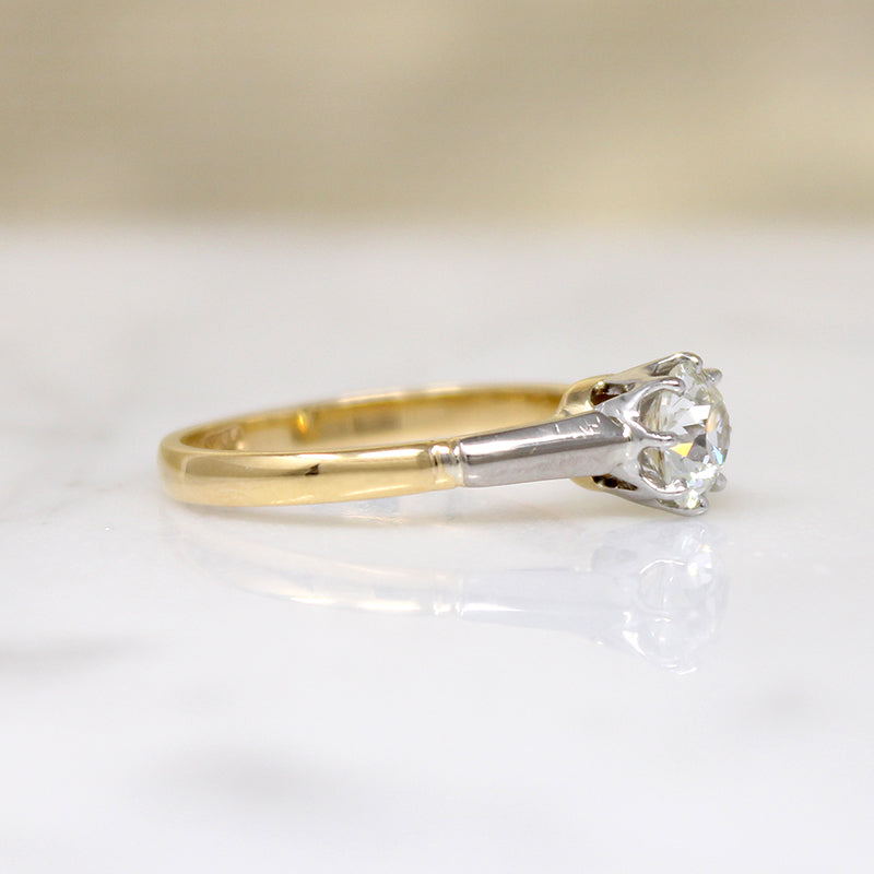 Elegant Edwardian Old Mine Cut Diamond Solitaire Ring