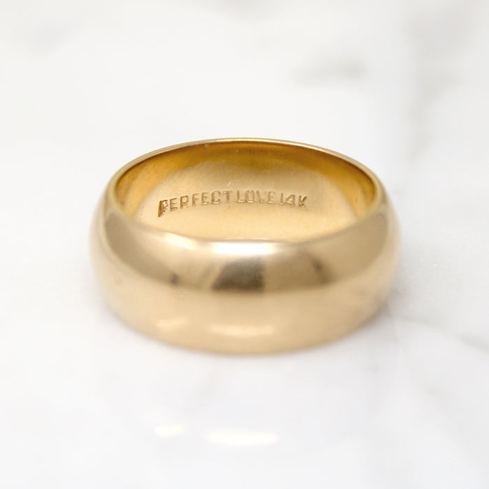 "Perfect Love" Wide 14k Gold Band Size 7