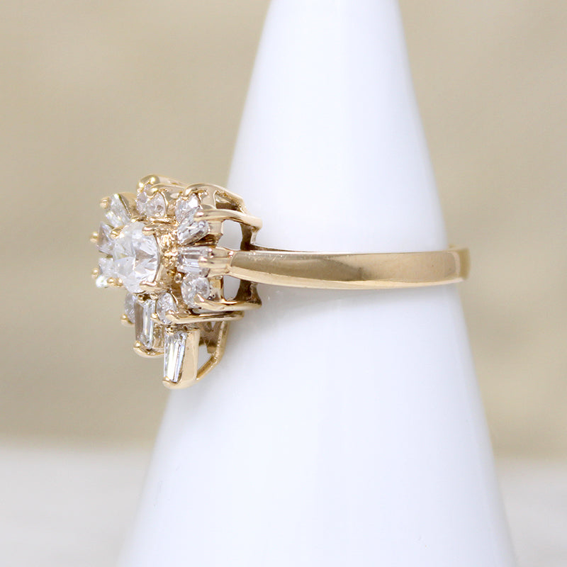 Dynamic Diamonds in Gold Ballerina Ring