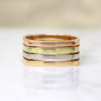 Rose, Green, White, & Yellow 18k Gold Stacked Band