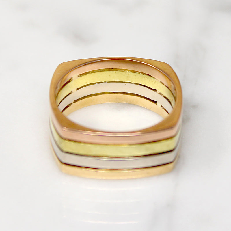 Rose, Green, White, & Yellow 18k Gold Stacked Band